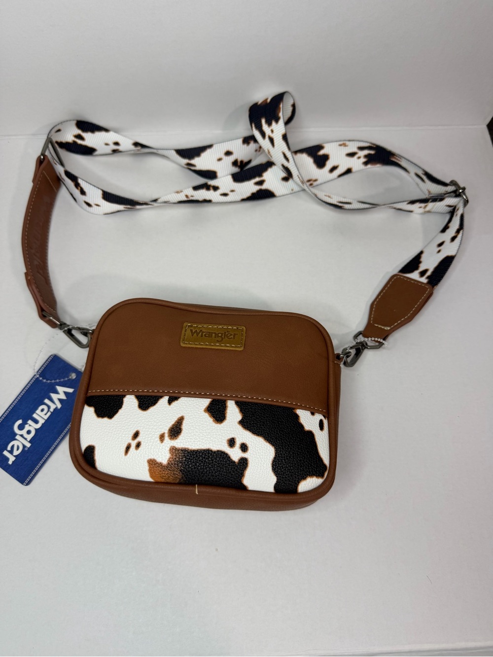 Wrangler Brown & White Cowhide-Print Belt Bag